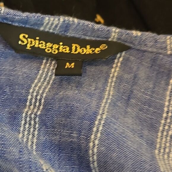 Spiaggia Dolce Blue Striped Boho Dress Or Coverup with Tassels - Picture 6 of 7